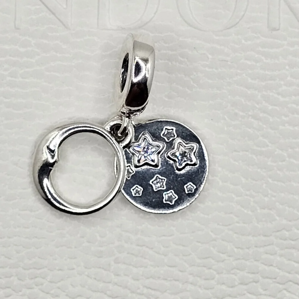 Authentic Pandora ⭐️RETIRED⭐️ MOON & STAR DANGLE CHARM - Picture 4 of 7